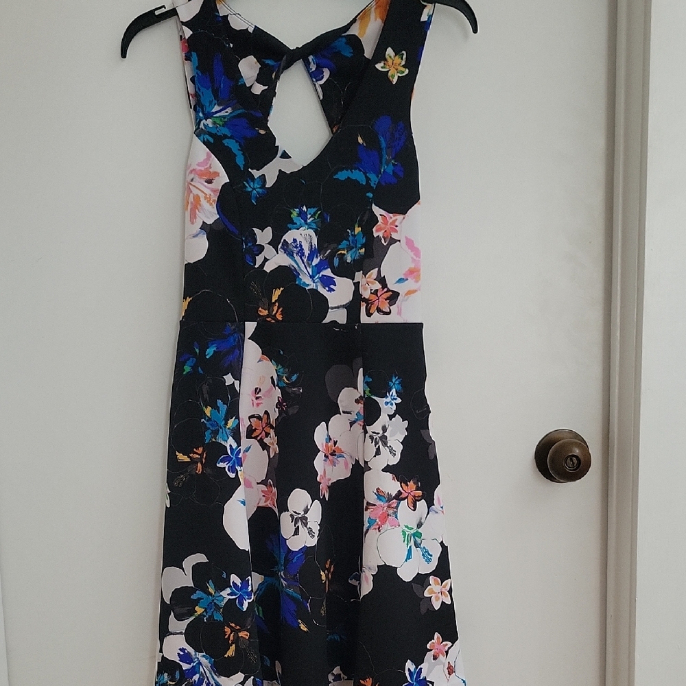 Express Key Hole Floral Dress - Fit And Flare